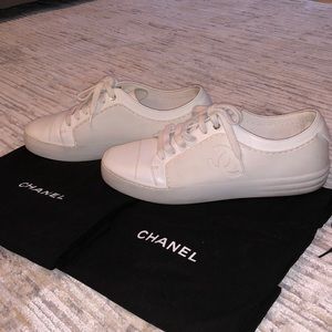 Chanel White Sneakers - Size 38 (US size 7.5-8).